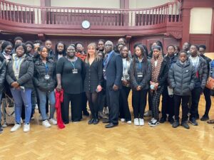 Kingsgen pupils with Lena Sorochina and The Reverend Nunayon in Mordan Hall