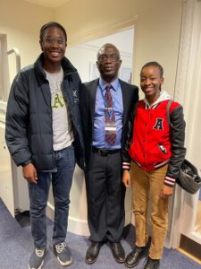 St Hugh's student, Molayo Ogunde with The Reverend Nunayon and Sekela Ngamilo, a 3rd year Law student at Lincoln