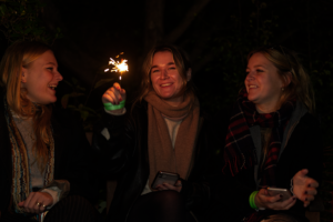 Students enjoying the Fireworks display