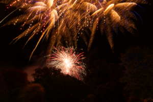 Fireworks in sky at College