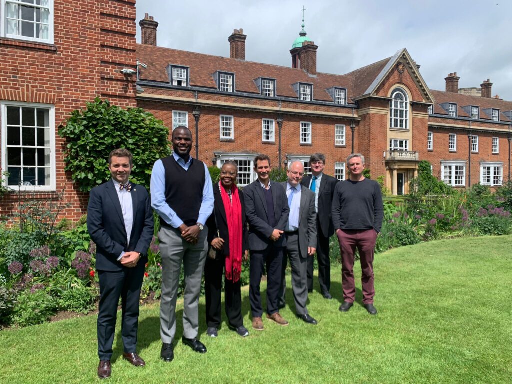 Lady Kofoworola’s daughter, Mrs Demi Ibare-Akinsan, and Siji Sowonola, one of Lady Kofoworola’s grand-nephews visit to St Hugh's pictured with the Development Director and St Hugh's Fellows