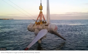 One of MeyGen's huge turbines off the Orkney Islands
