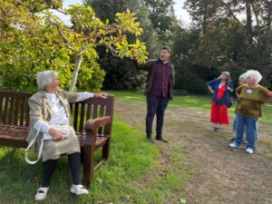 The Head Gardener with alumni during the garden tour