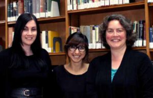 Library and Archives team unmasked! L-R Louise Cowan, Nora Khayi, Amanda Ingram