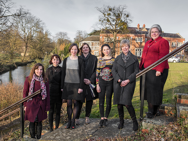 Dr Selina Todd and Dr Senia Paseta (second and third from the left) with students and academics involved in the Women and the Humanities initiative. Photo by John Cairns